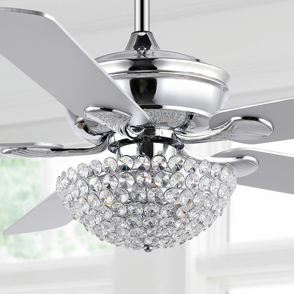 Cammy 52" 3-Light Traditional Transitional Iron LED CEILING FAN, Chrome