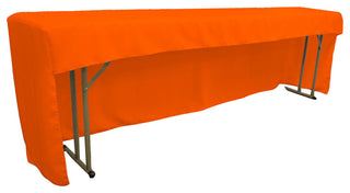 Open Back Polyester Poplin Fitted Tablecloth for Classroom Tables, Orange