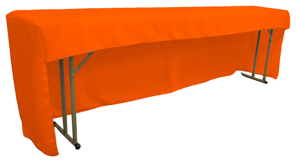 Open Back Polyester Poplin Fitted Tablecloth for Classroom Tables, Orange