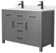 Beckett 48" Dark Gray Double Vanity, White Cultured Marble Top, Black Trim