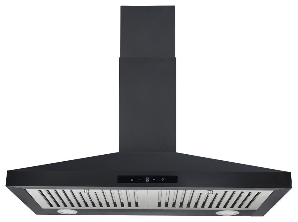 CAVALIERE 30" Wall Mounted Range Hood 400 CFM Black Finish LED