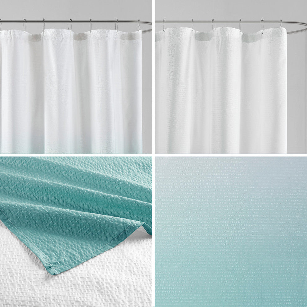Madison Park Ara Ombre Printed Seersucker Shower Curtain
