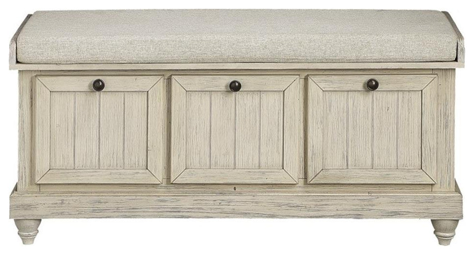 Lexicon Woodwell Wood Storage Bench in White