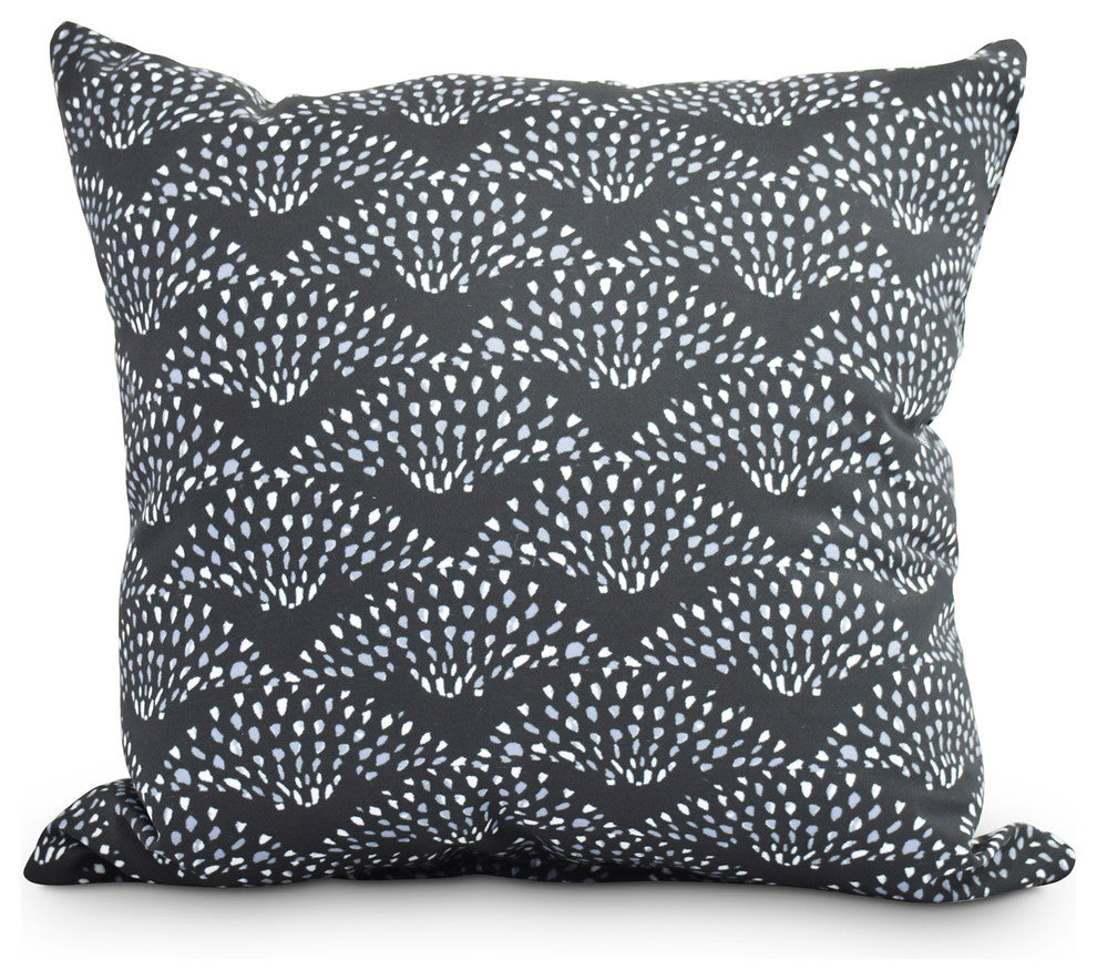 Fan Dance 20" Black Geometric Print Decorative Throw Pillow