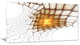 Yellow Flames on White Blocks, Abstract Art on Canvas, 32x16