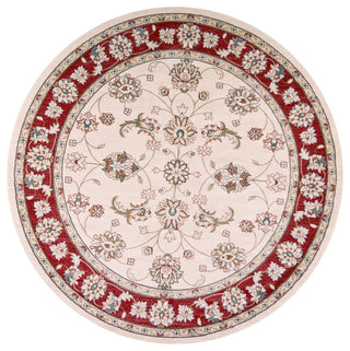 Avalon 5613 Ivory and Red Mahal Rug, 7'10" Round