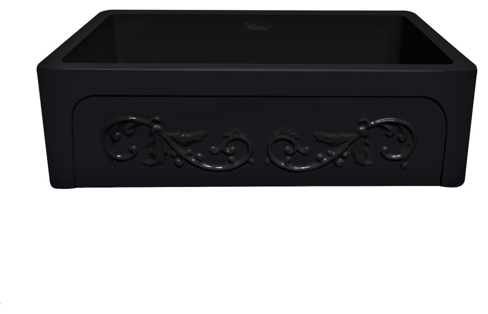 Whitehaus WHSIV3333-BLACK Glencove St. Ives 33" Front Apron Fireclay Sink