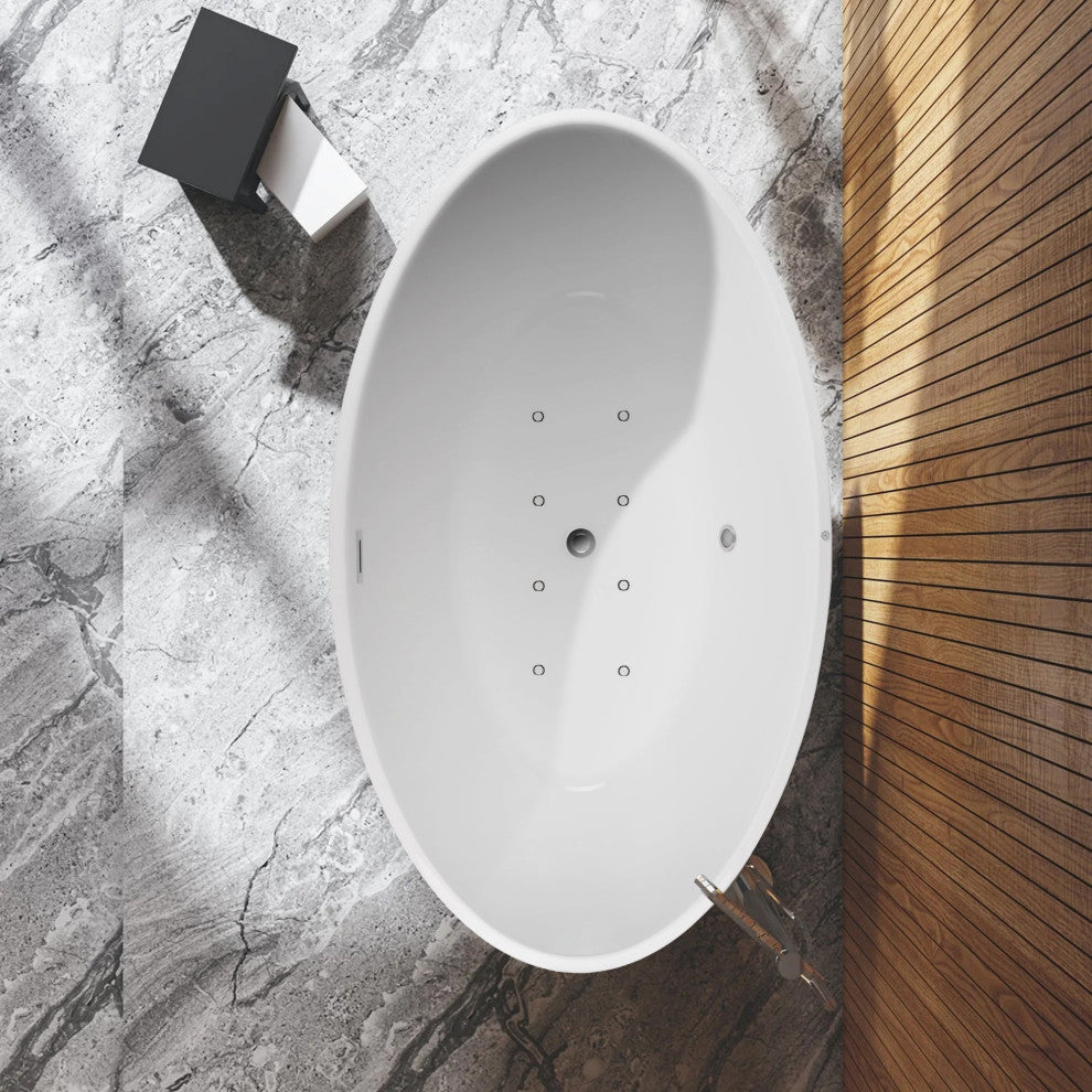 69" X 40" Acrylic Freestanding Soaking Bathtub With Air Bath System