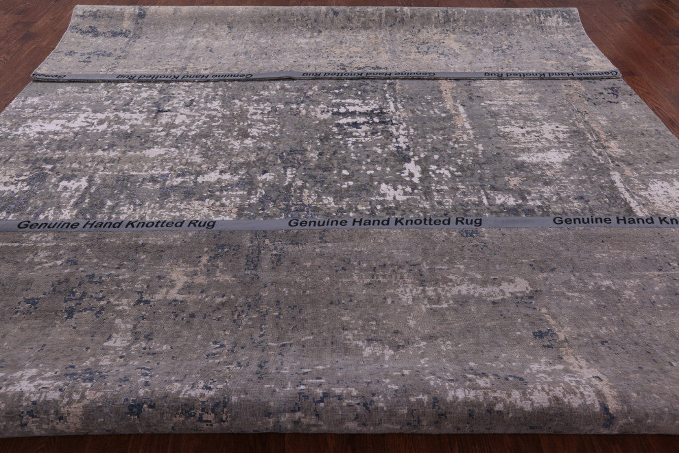 Modern Wool and Silk Hand Knotted Rug 10' 0" X 14' 3" Q7114