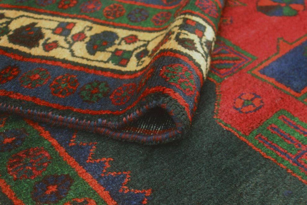 Fine Vintage Distressed Toobah Charcoal/Burgundy Rug, 5'4x8'9