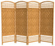 4' Tall Fiber Weave Room Divider, Light Beige, 4 Panels
