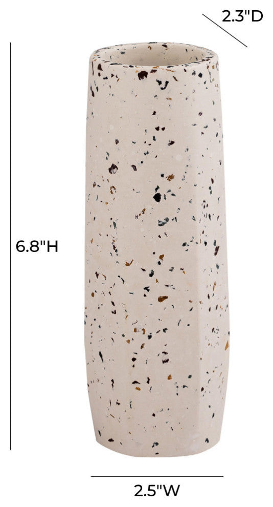 Terrazzo White Vase, Small Skinny