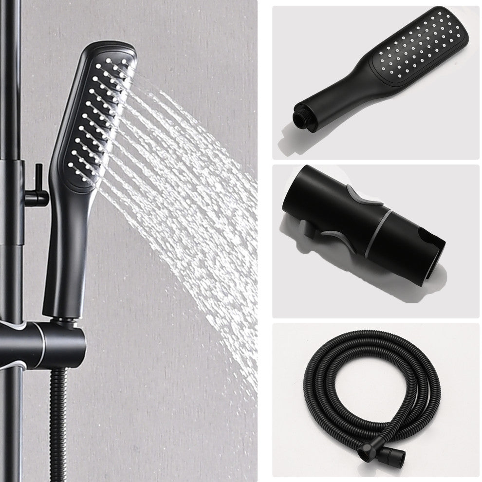 4 spray modes thermostatic wall-mounted shower faucet and bathtub faucet, Matte Black