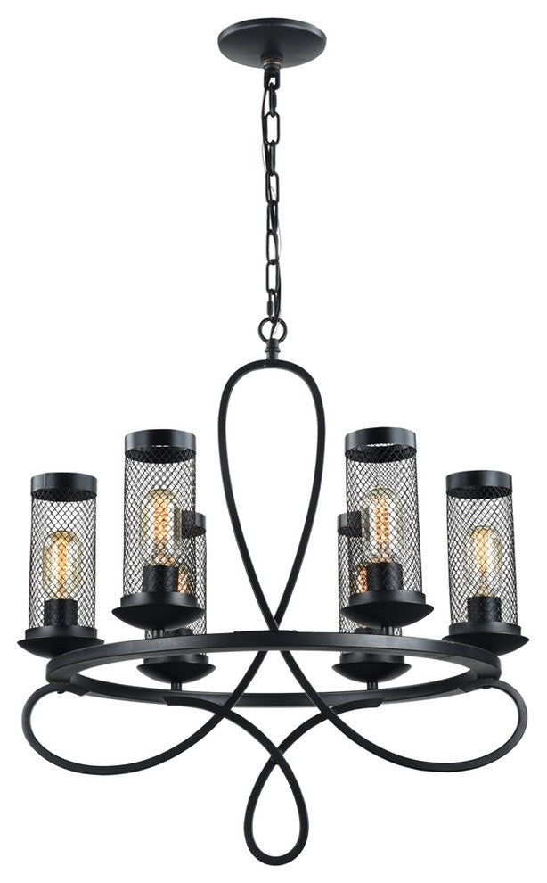 6LT Pendant Lamp, Finish Rustic Black