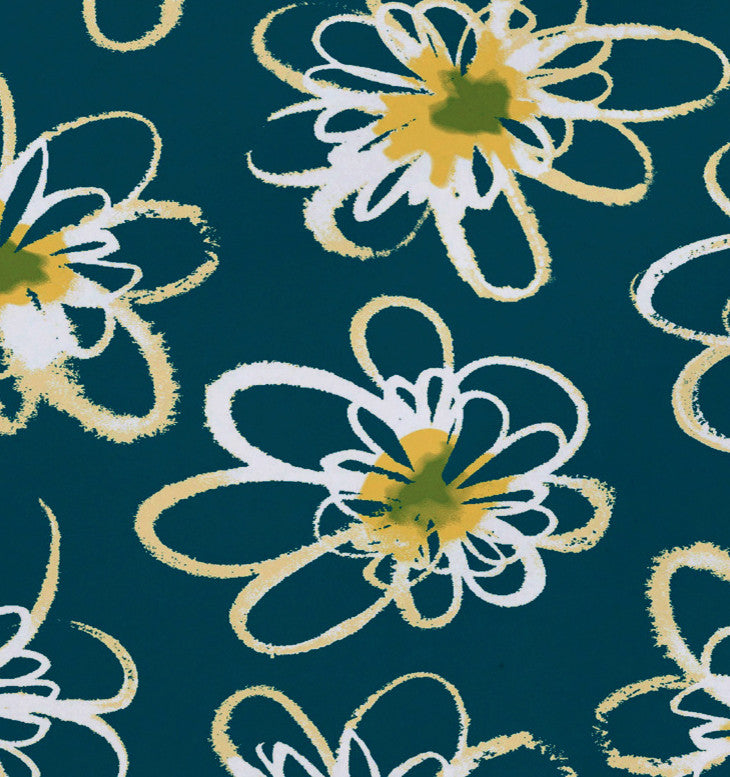18"x14" Penelope Floral, Geometric Print Placemat, Teal, Set of 4