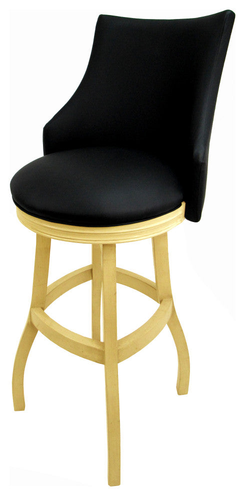 Swivel Tall Spectator Wood Bar Stool 34", Bellissima, Black, Beige