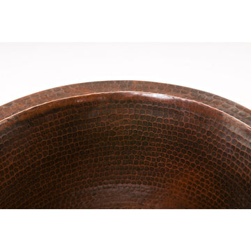 Premier Copper Products BR16DB2 16" Round Copper Bar Sink w/ 2" Drain Opening