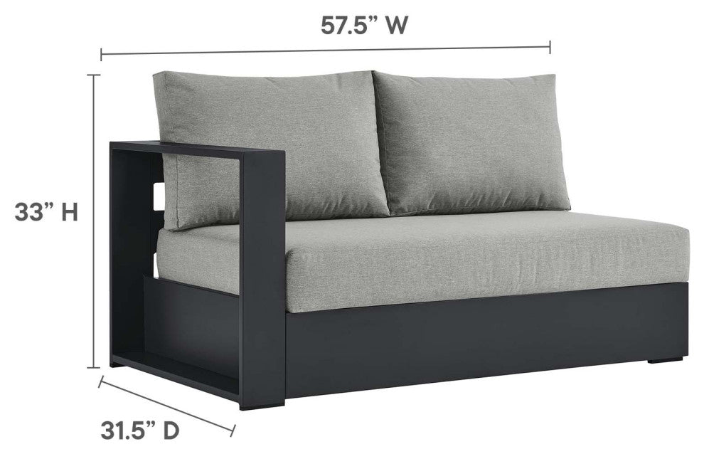 Tahoe Outdoor Patio Powder-Coated Aluminum 5-Piece Sectional Sofa Set - Gray Gra