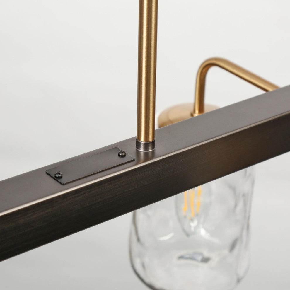 LNC Modern 8-Lights Black Gold Kitchen Island Light Linear Chandelier