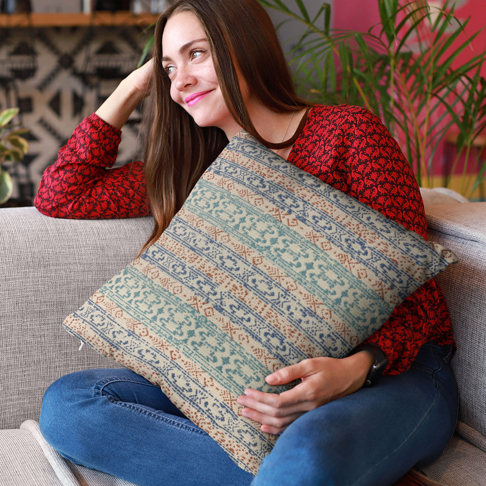 Plutus Blue Lined Stripe Luxury Throw Pillow, 18"x18"