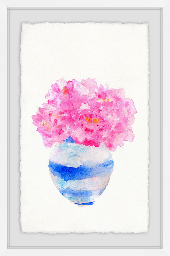 "Bushy Pink Vase" Framed Painting Print, 30"x45"