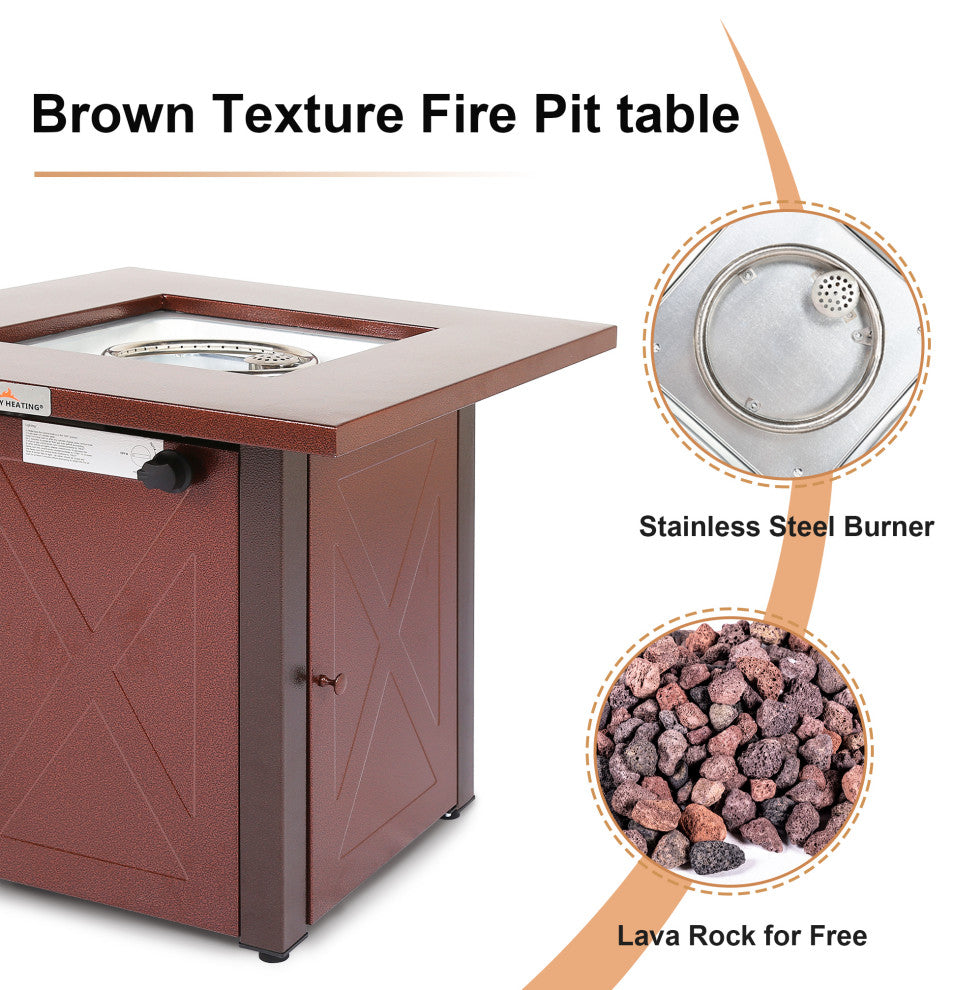 Legacy Heating 28" Square Fire Pit, Hammered Golden Finish