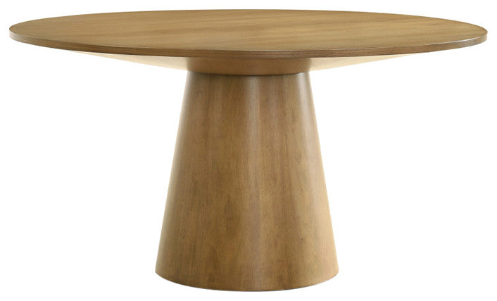 Jasper White 59"W Contemporary Round Dining Table with Pedestal Base, Driftwood