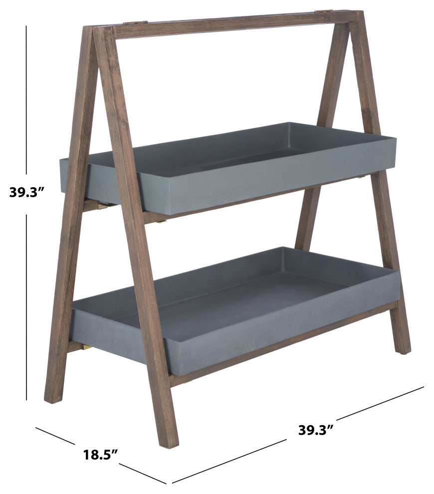 Safavieh Danser Patio Shelf, Dark Walnut/Grey