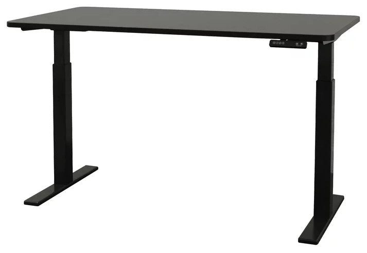 Electric Desk, Iron Legs With Adjustable Rectangular Top & Memory Buttons, Black