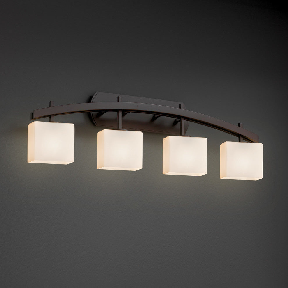 Fusion Archway 4-Light Bath Bar, Rectangle, Dark Bronze, Opal Shade