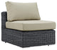 Summon Outdoor Patio Sunbrella, Armless, Canvas Antique Beige