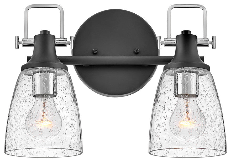 Hinkley Easton 14.5" Two Light Bath Vanity Fixture, Black + Chrome