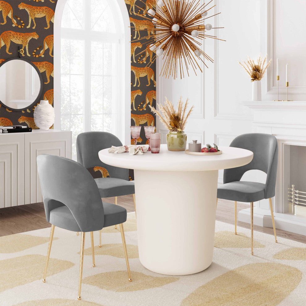 Swell Light Grey Velvet Chair - Grey