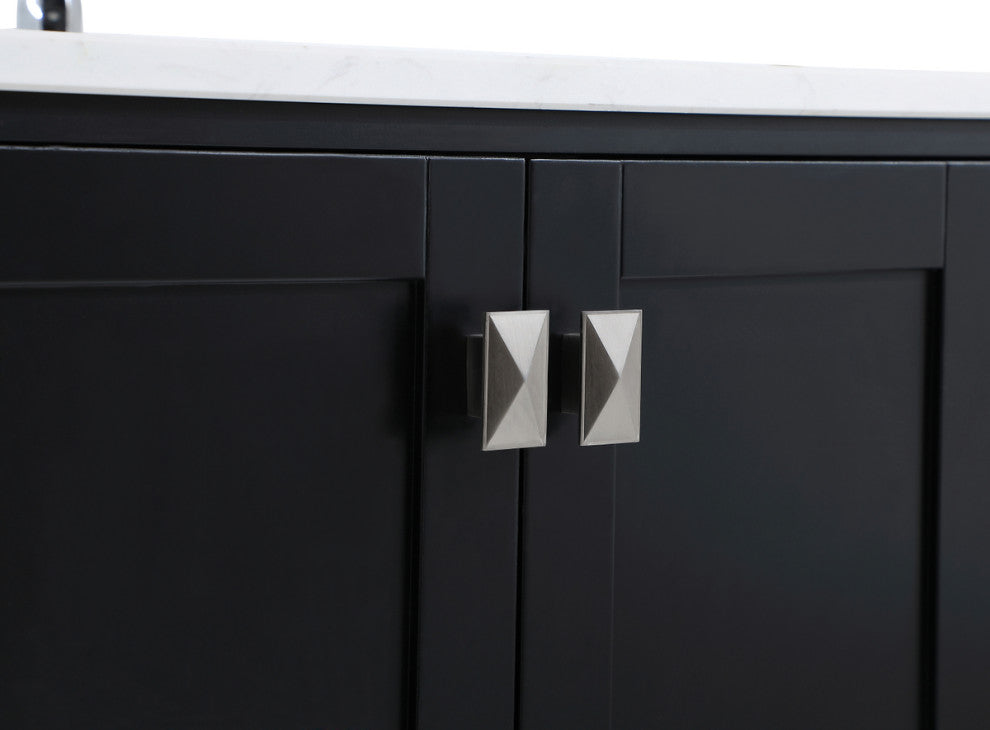 Iris 42" Single Bathroom Vanity, Black With Backsplash