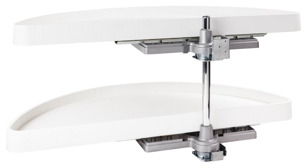38" Half-Moon Lazy Susan Set with White Plastic Trays
