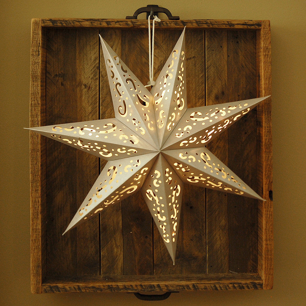 Paper Lantern, 7 Point Silver Star, Set of 3