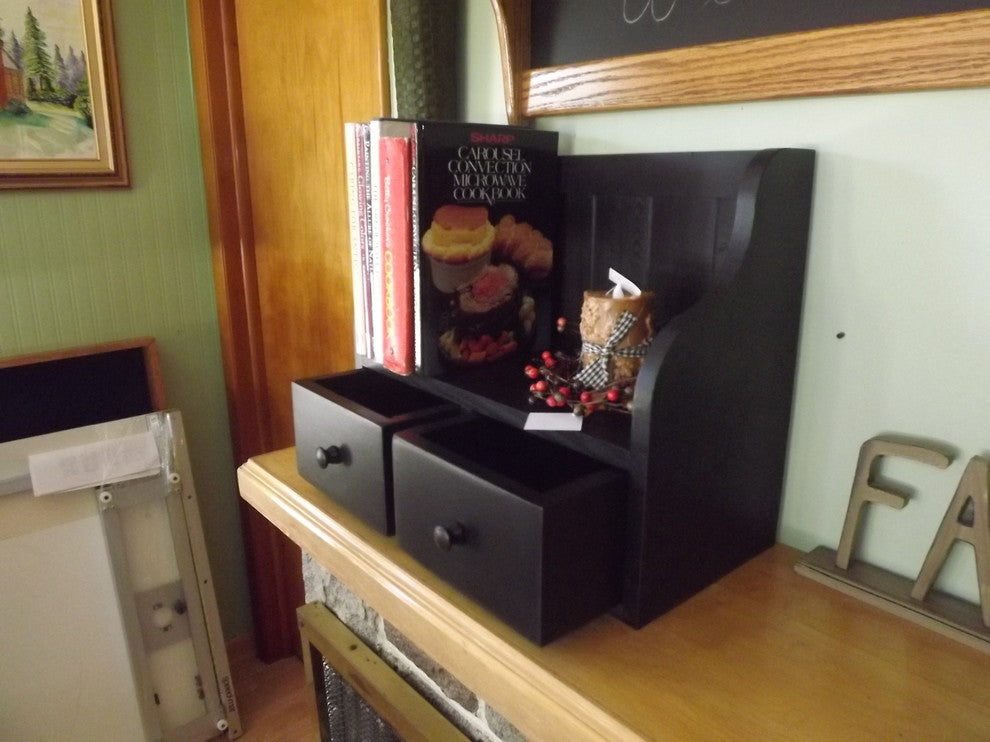 Cook Book Recipe Display Rack Counter Top Shelf Recipe Drawers Country