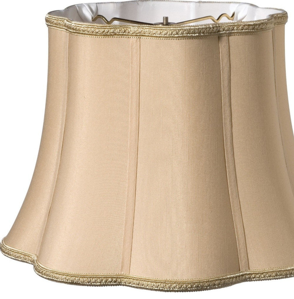 14" Vintage Gold Melon Scallop Paperback Shantung Lampshade