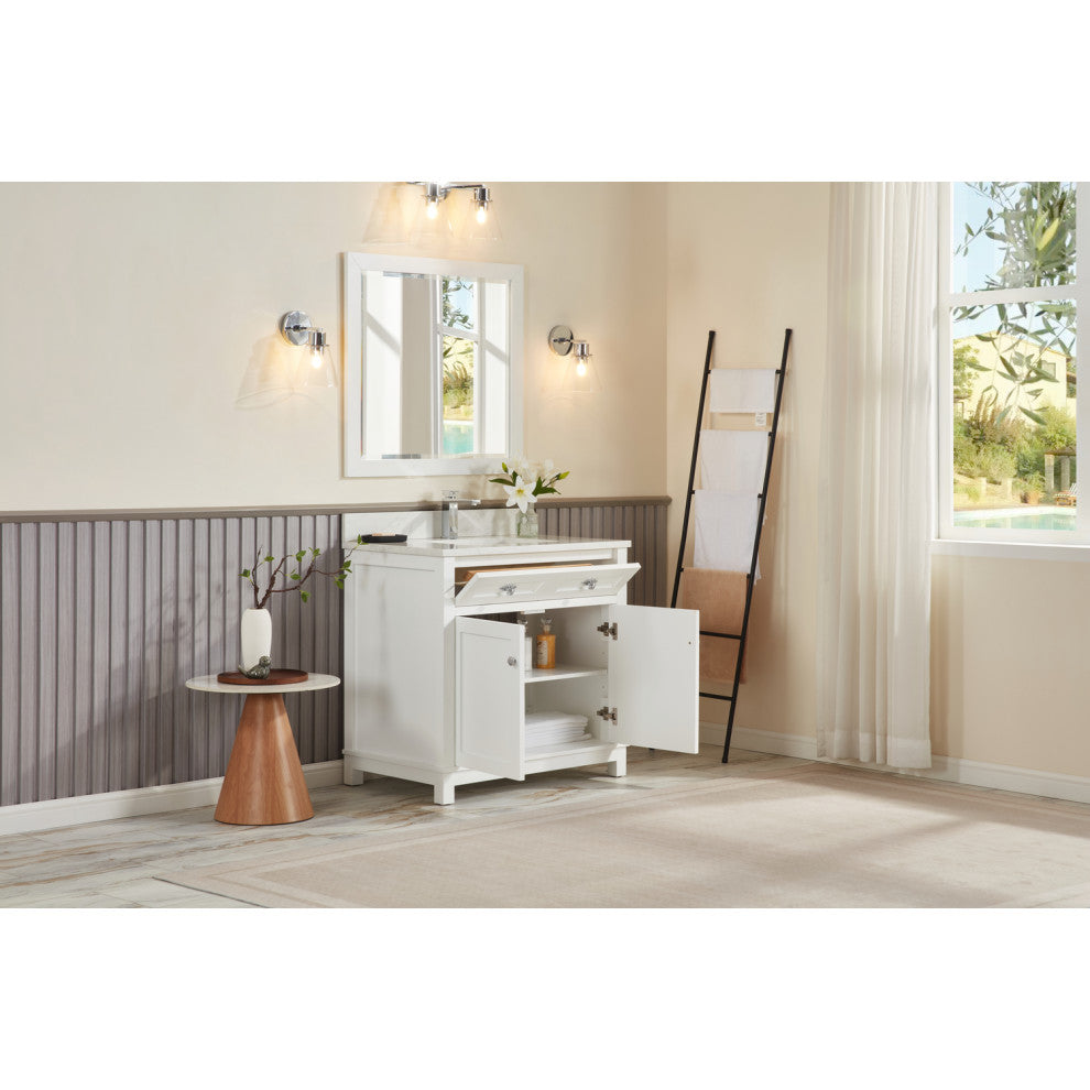 Legion Furniture WS2515 Series Bathroom Sink Vanity, White, 36", Artificial Stone Top, Single Sink