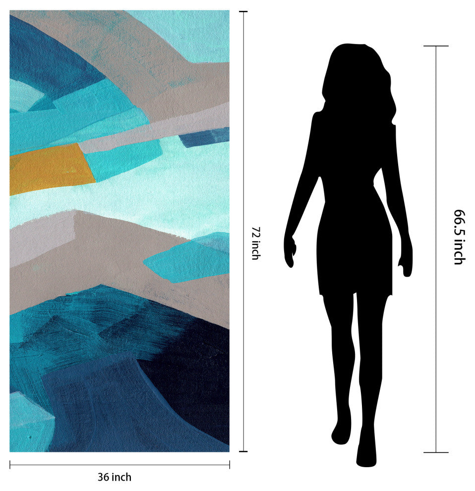 "Puzzle Blues C" Frameless Free Floating Panel Graphic Wall Art, 72"x36"