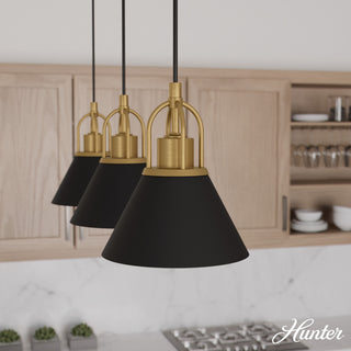 Carrington Isle Luxe Gold and Flat Matte Black 3 Light Pendant Cluster
