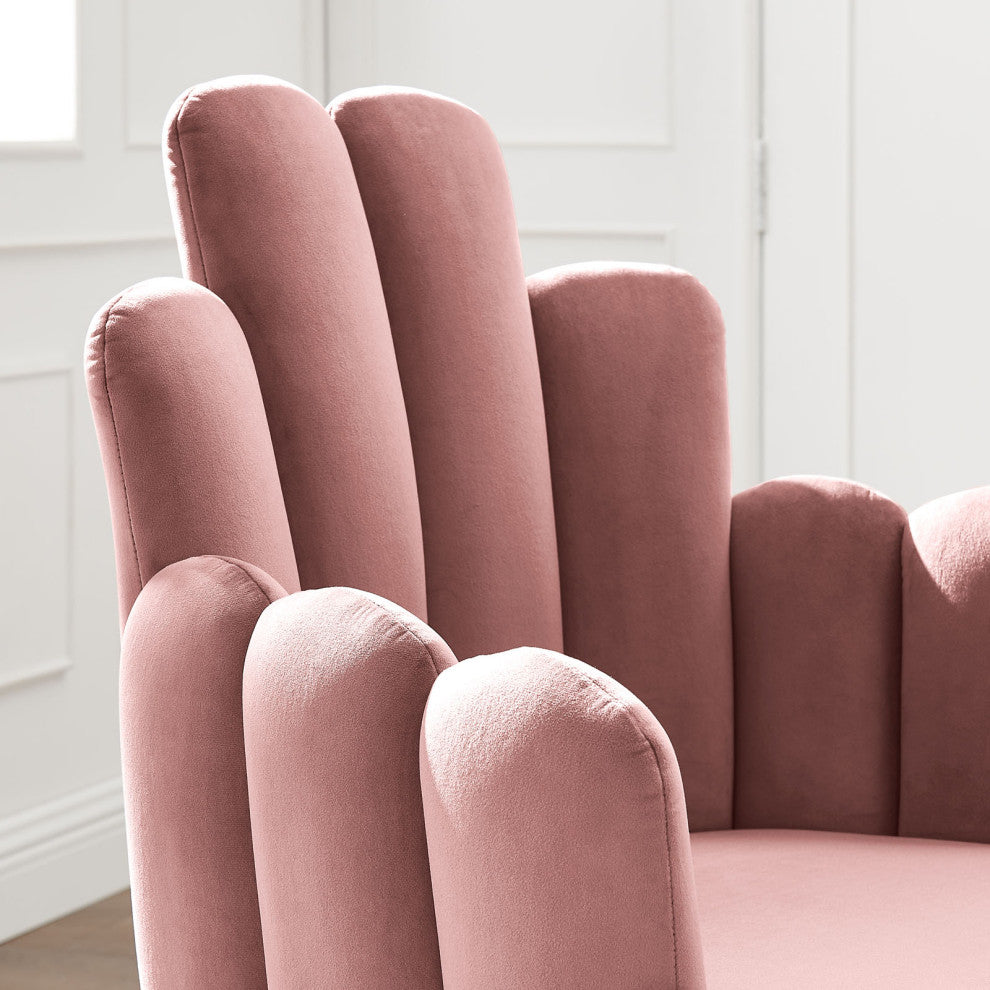 Dining Chair, Set of 2, Pink Gold, Velvet, Modern Cafe Bistro Hospitality