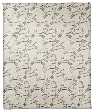 Leaping Cat Pattern I 50"x60" Coral Fleece Blanket