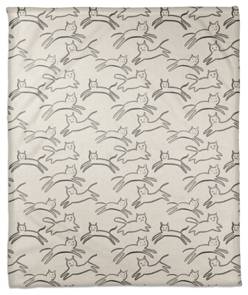 Leaping Cat Pattern I 50"x60" Coral Fleece Blanket