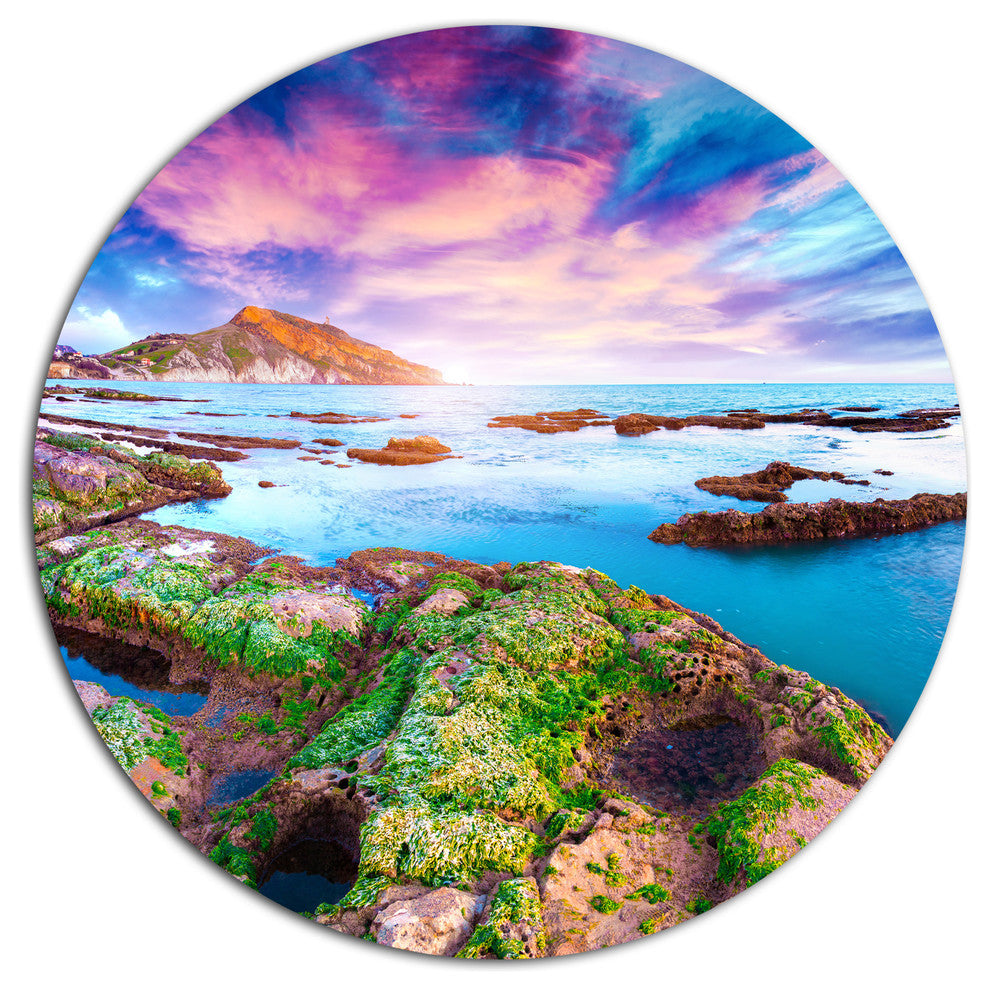 Sunset From The Giallonardo Beach, Landscape Round Wall Art, 11"