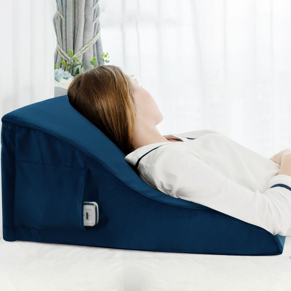 Reading Pillow Bed Foam Wedge Adult for Back Support, Blue, 24x9x21