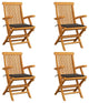 vidaXL Garden Chairs With Taupe Cushions, Set of 4, Solid Teak Wood