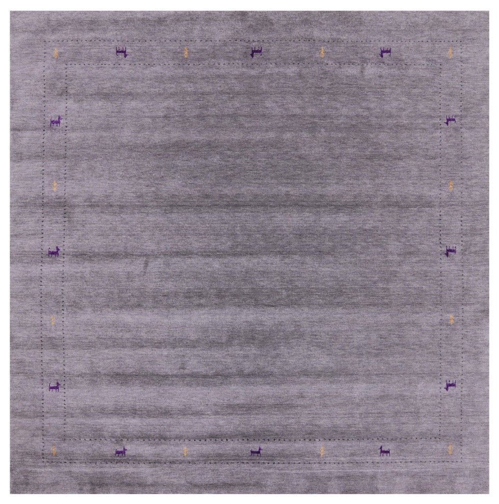 9' Square Hand-Knotted Persian Gabbeh Rug Q4357