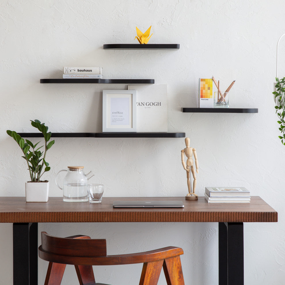 Dale Set of 4 Wall Mounted Shelves, Black