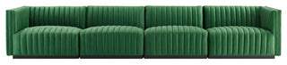 Conjure Channel Tufted Performance Velvet 4-Piece Sofa, Black Emerald